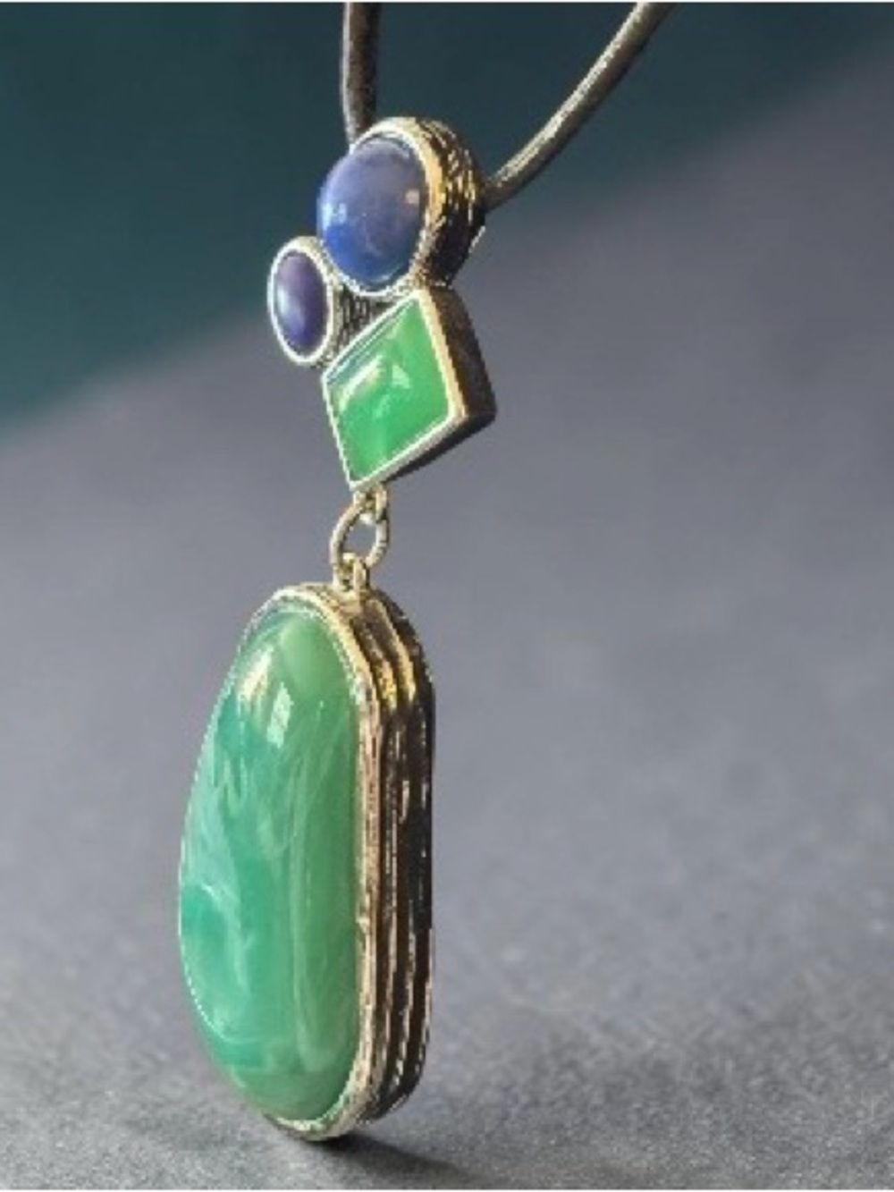 🔥Chico’s Statement Necklace with Multi Color Pendant Green Blue Purple Boho
